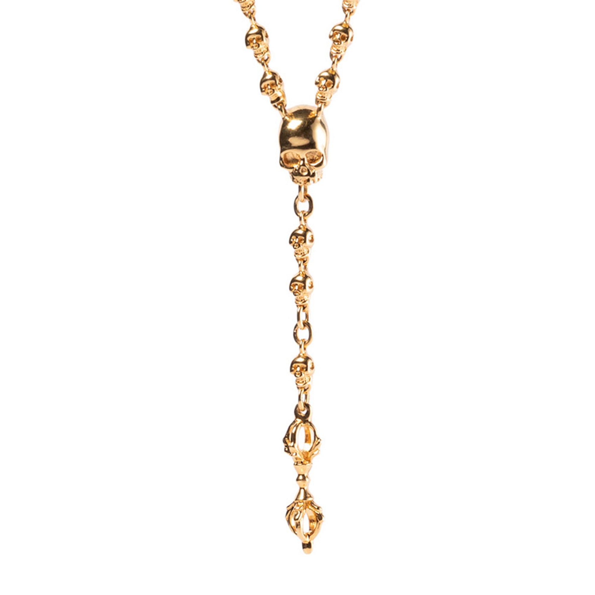 Small skull rosary in gold plated sterling silver